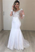 Sheer Long Sleeves Mermaid Wedding Dresses Custom Two Pieces Gowns
